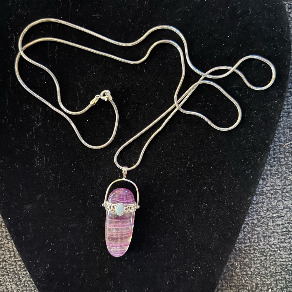 Purple Flourite and Moonstone necklace